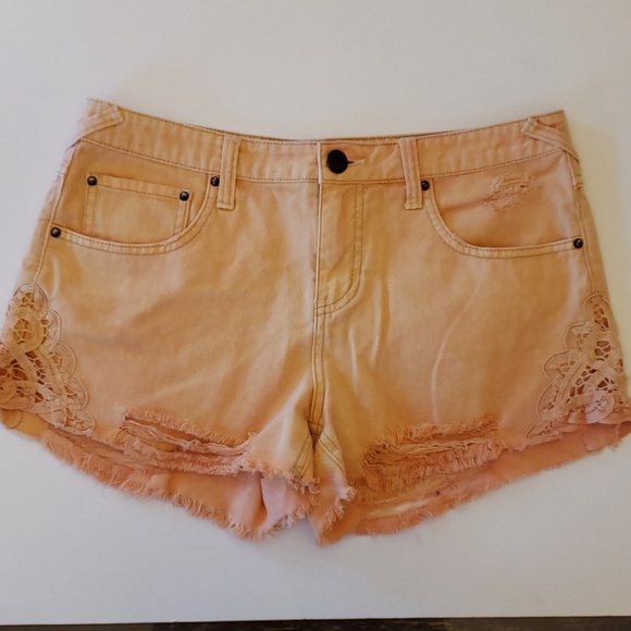 Free People Pants - Free people size 29 orange shorts destressed